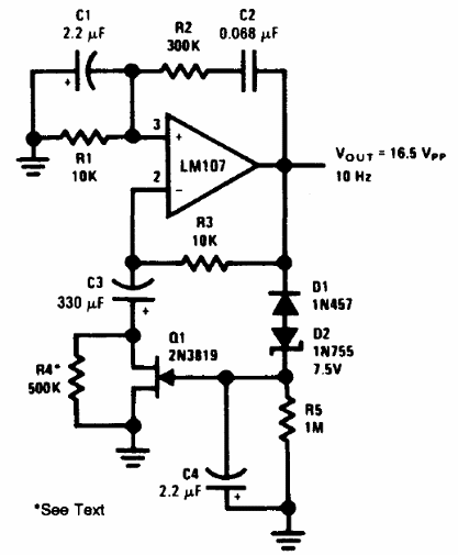 Oscilador de puente de Viena de 10 Hz 
