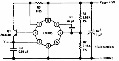 Regulador de 5 V x 200 mA con el LM105 
