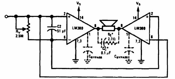 Amplificador de puente con el LM380 
