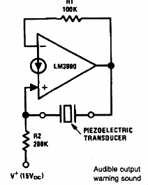 Oscilador para transductor piezoeléctrico LM3900 
