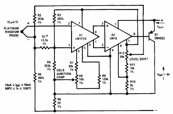 Amplificador de precisión para termopar LM10 
