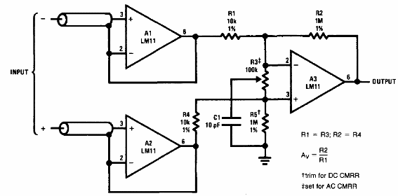 Amplificador de instrumentación con LM11 
