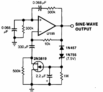 Generador sinusoidal con FET y operacional 
