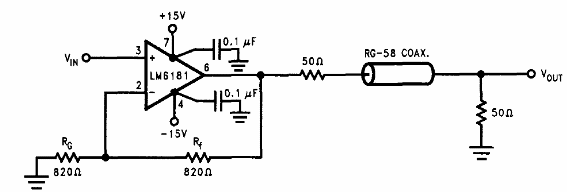 Amplificador para cable coaxial LM6181 
