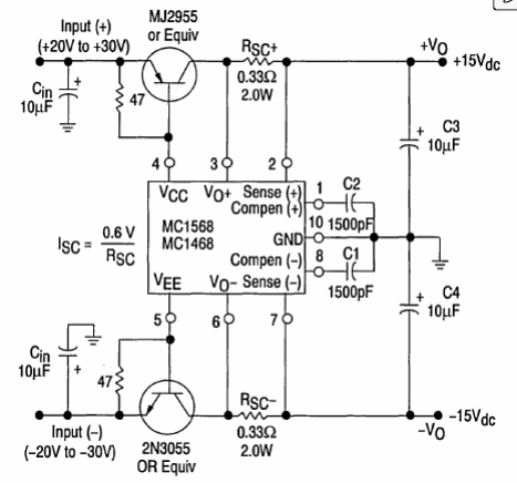 Regulador simétrico de 1 5 A MC1568 
