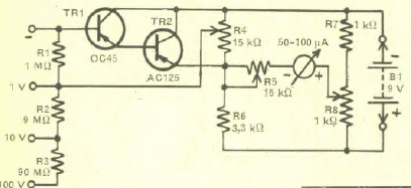 Voltímetro con transistores bipolares 
