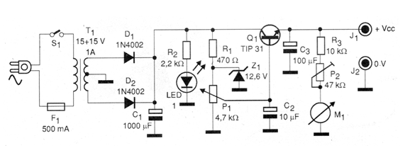 Figura 1 - Diagrama completo de la fuente de 0 a 12 V
