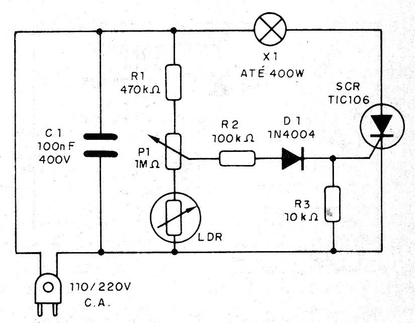 Figura 1 - Circuito del interruptor crepuscular
Figura 1 - Circuito del interruptor crepuscular