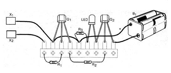 Figura 2 - Montaje del aparato en un pequeño puente de terminales aislados.
