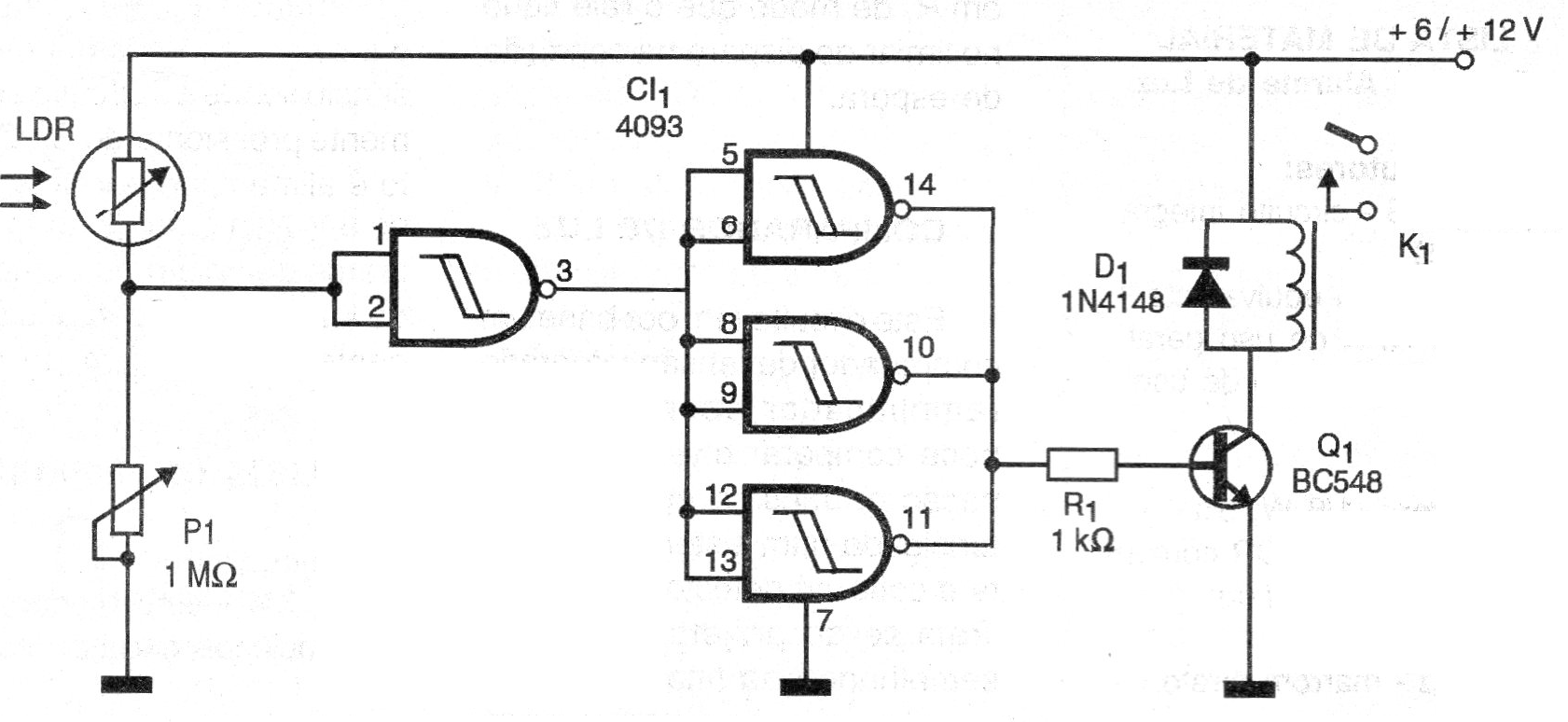 Figura 1- Alarma de luz sensible al 4093
Figura 1- Alarma de luz sensible al 4093