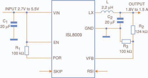 Fig. 3. Esquema típico de aplicación del ISL 8009.