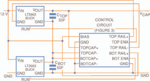 Fig. 1. Esquema de Bloques de un Sistema para la carga de Dos Supercapacitores en serie.